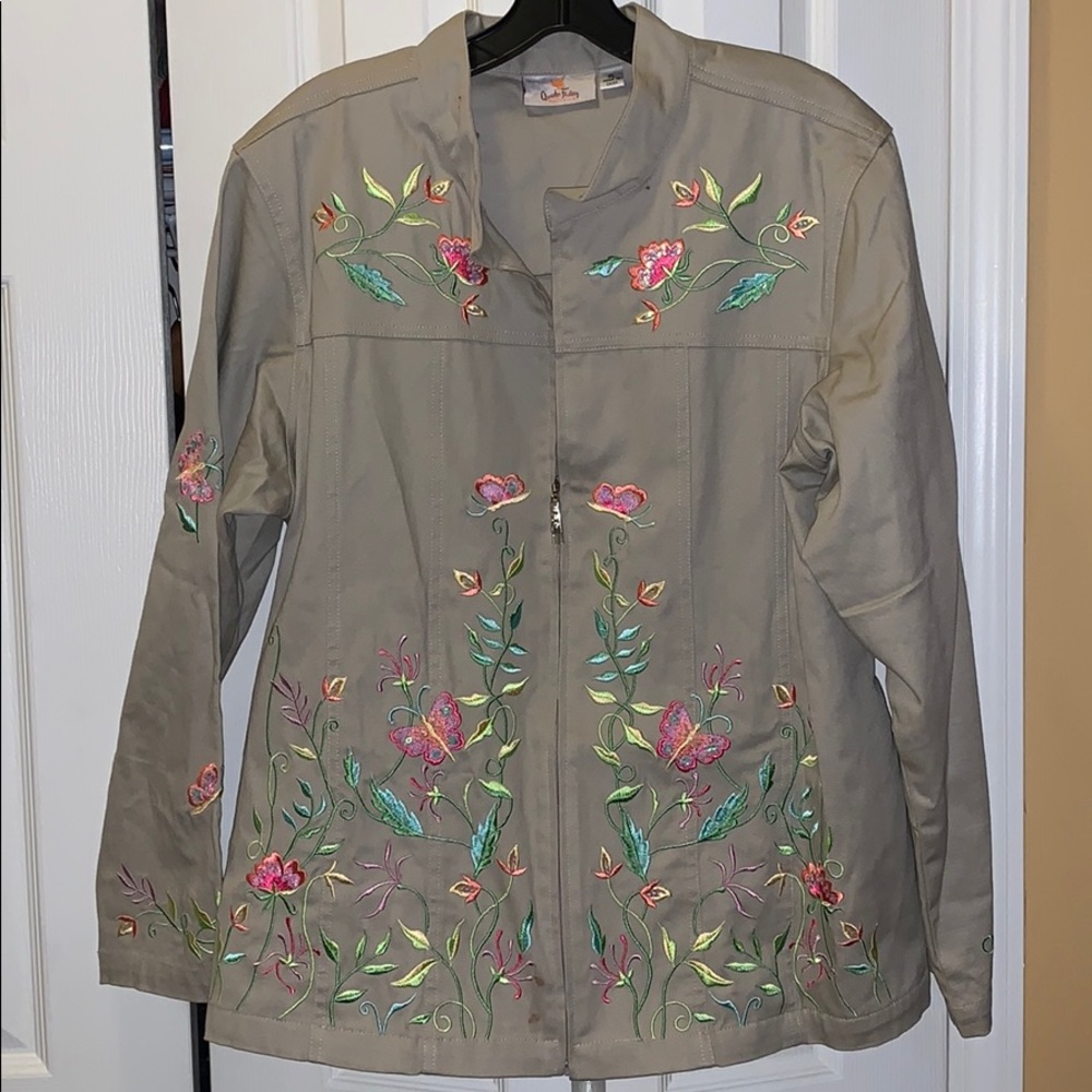 Quacker Factory beaded embroidered jacket Sz XL